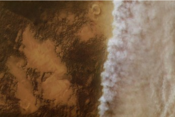 欧空局公布火星沙尘暴前的尘埃云