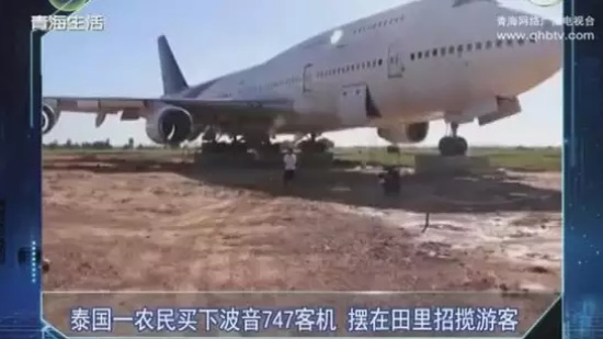 农民买下一驾波音747客机 放在田里招揽游客 称还想建个足球场